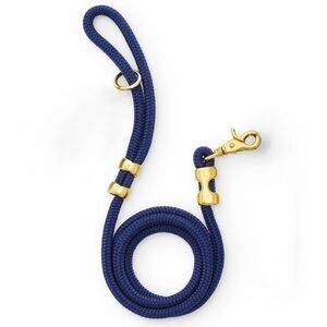 The Foggy Dog | ‘Ocean’ Navy Rope Leash with Gold Hardware | EUC